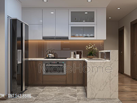  Kính màu ốp bếp nâu vàng