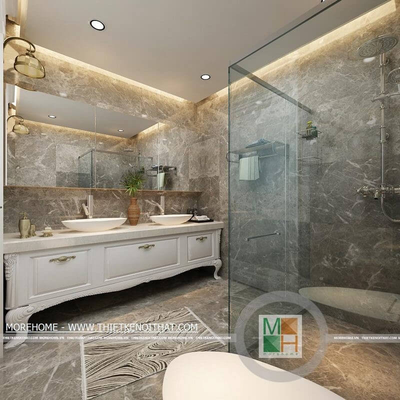 Vách tắm kính 90 độ cho phòng tắm