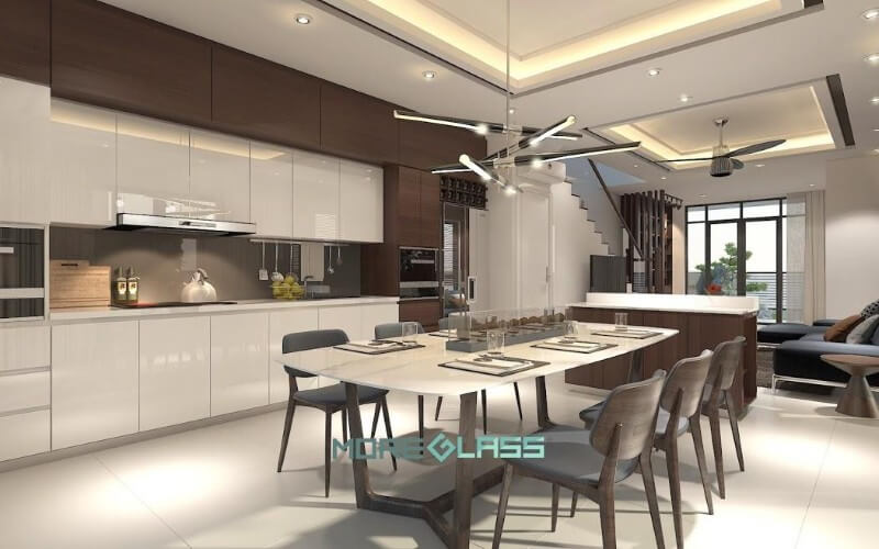 Mẫu kính cường lực ốp bếp
