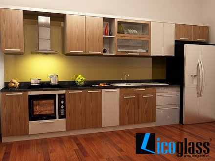 kính ốp bếp màu vàng kính ốp bếp màu vàng