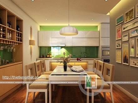 Kính ốp bếp màu xanh non
